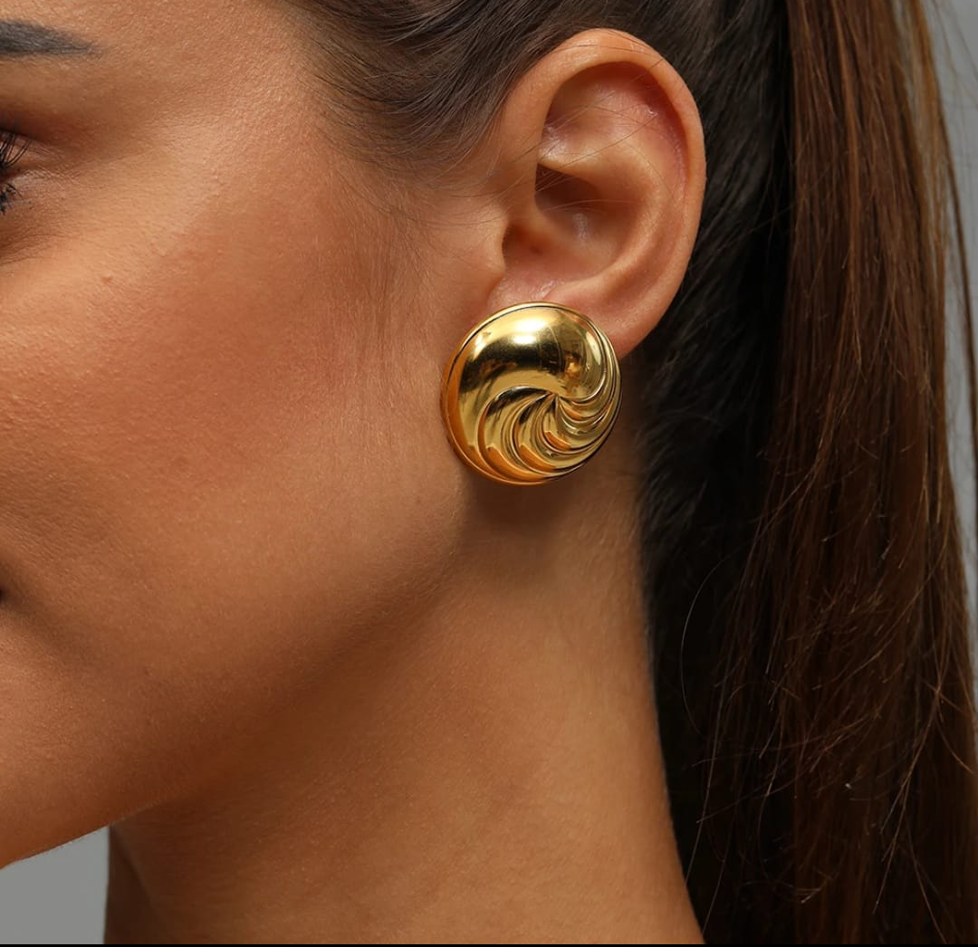 Golden Swirl Dome Earrings
