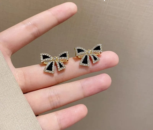 Crystal Bow Stud Earrings – Elegant Feminine Sparkle
