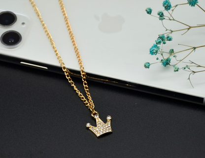 Royal Spark Crown Pendant Necklace