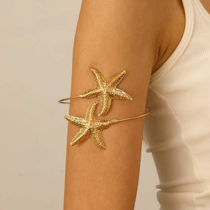 Gold Starfish Adjustable Arm Cuff Bracelet