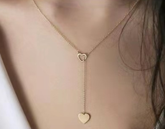 Elegant Double Heart Drop Necklace