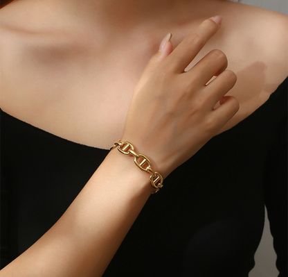 Gold Link Chain Cuff Bracelet