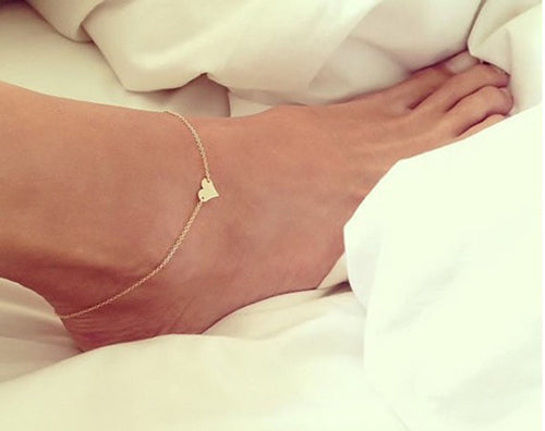Delicate Heart Charm Anklet