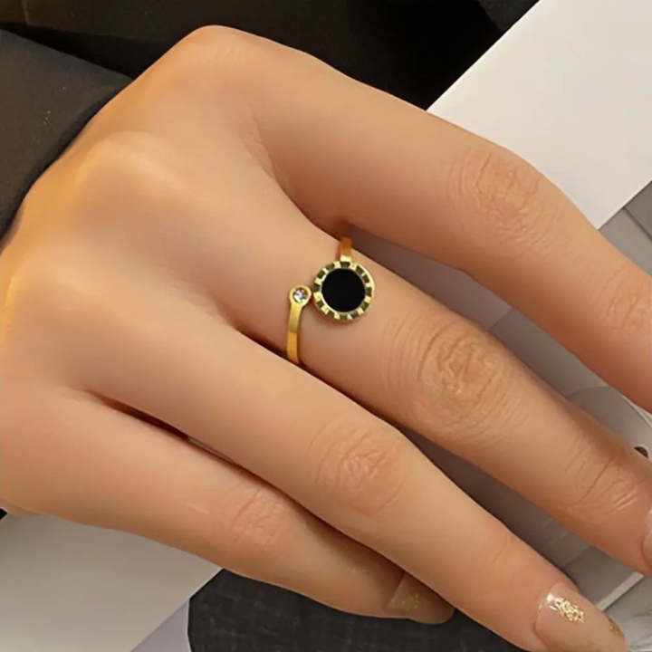Gold & Black Roman Numeral Ring (Pack of 2)