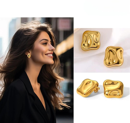 Gold Abstract Sculptural Studd Earrings