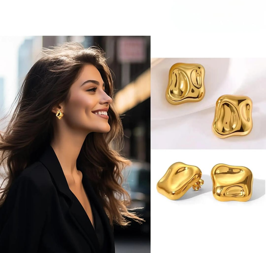 Gold Abstract Sculptural Studd Earrings