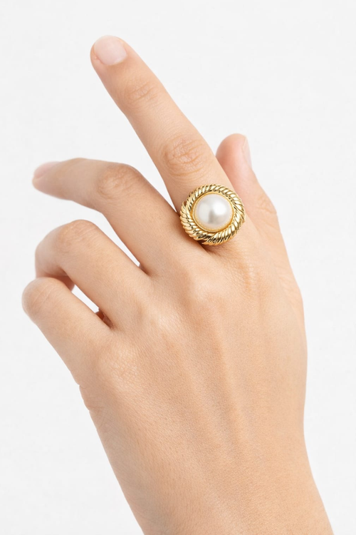 Classic Pearl Halo Statement Ring