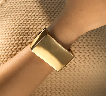 Minimalist Sculptural Gold Cuff Bracelet