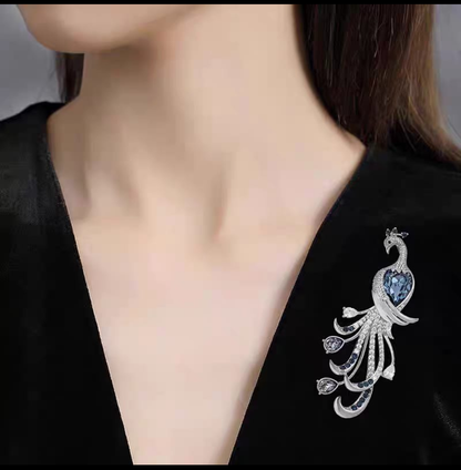 Elegant Peacock Crystal Brooch