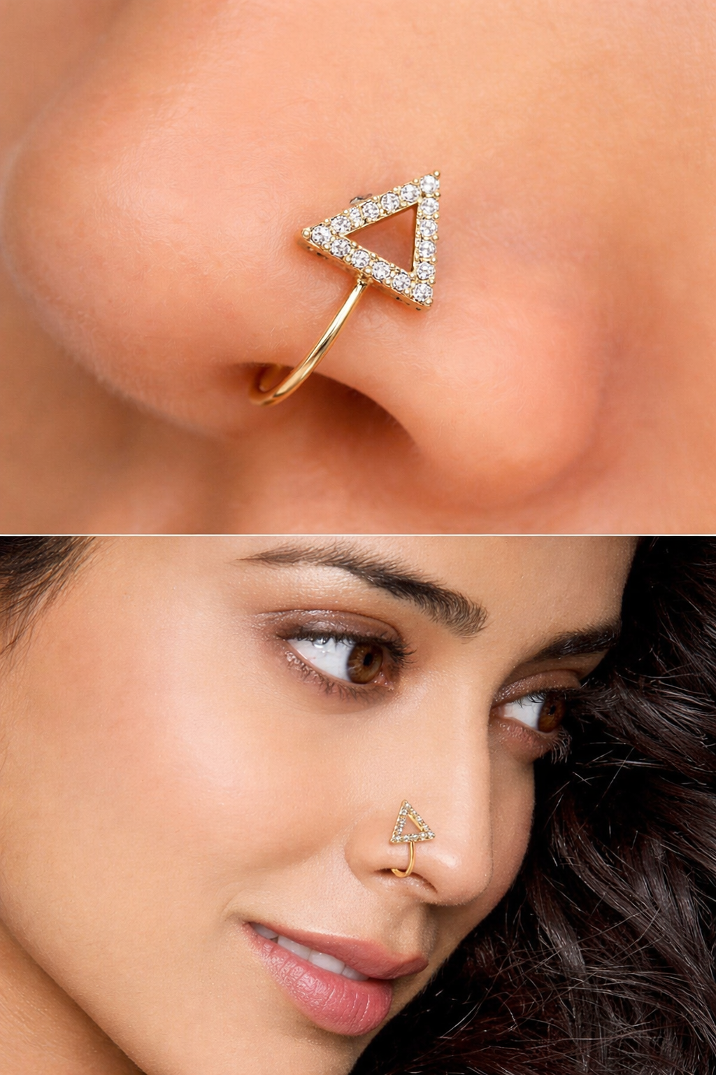 Triangle shape nose pin