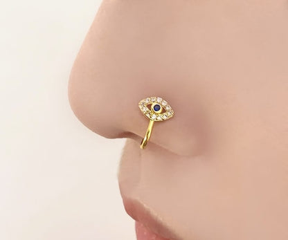 Evil Eye Crystal Nose Pin (Gold Plated)