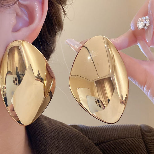 Golden Sculptural Statement Earrings