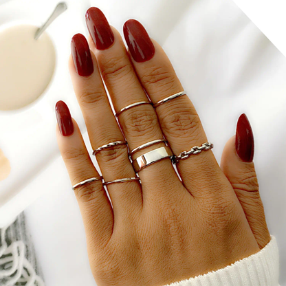 Minimalist Gold-Tone Stacking Rings Set – Dainty Layered Fashion Rings