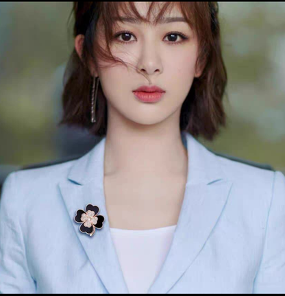 Elegant Crystal Clover Brooch