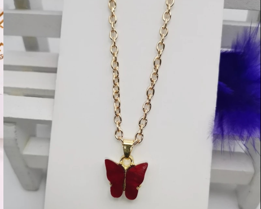 Pastel Butterfly Pendant Necklace