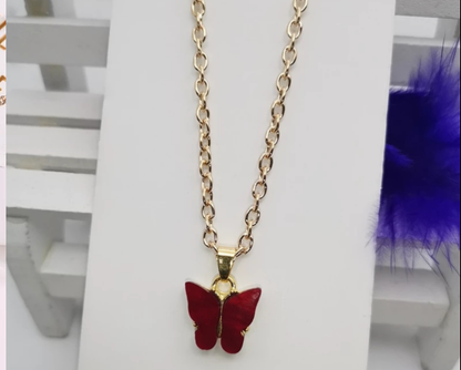 Pastel Butterfly Pendant Necklace