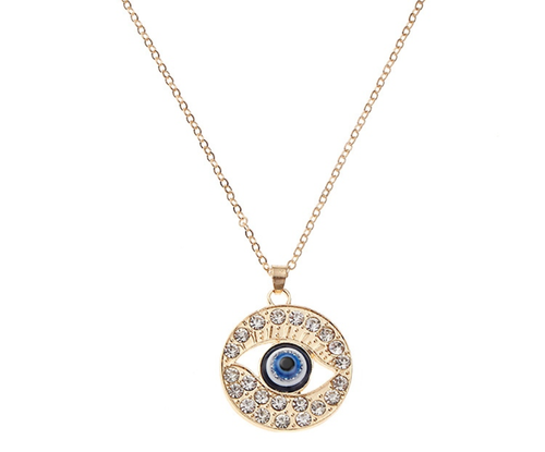 Celestial Halo Evil Eye Pendant Necklace