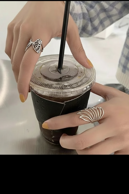 Butterfly Wing Statement Ring Set (2-Piece)