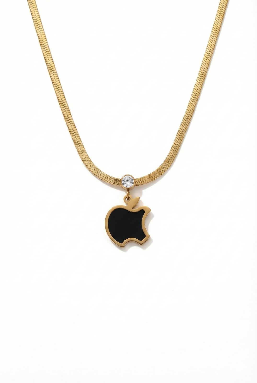 Black Apple-Inspired Pendant Necklace