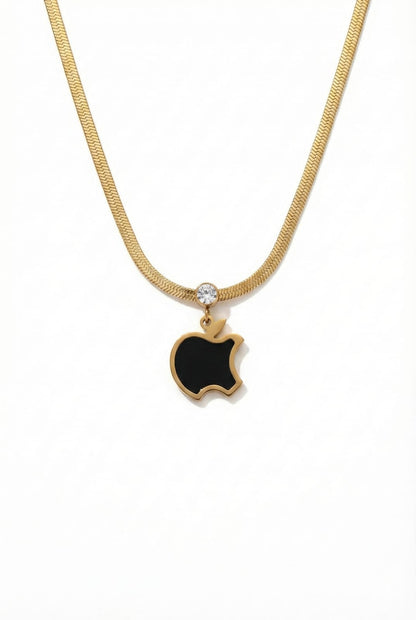 Black Apple-Inspired Pendant Necklace
