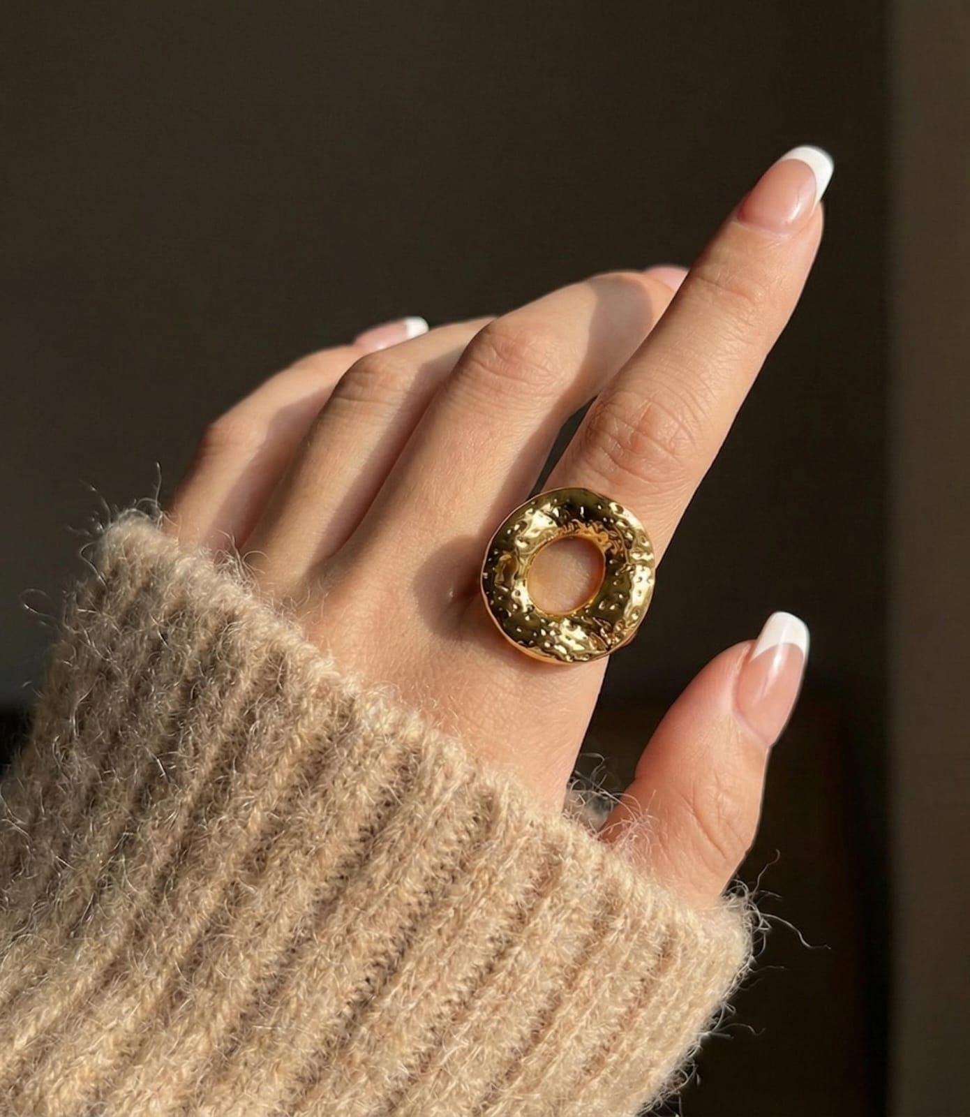 Textured Gold-Tone Statement Ring