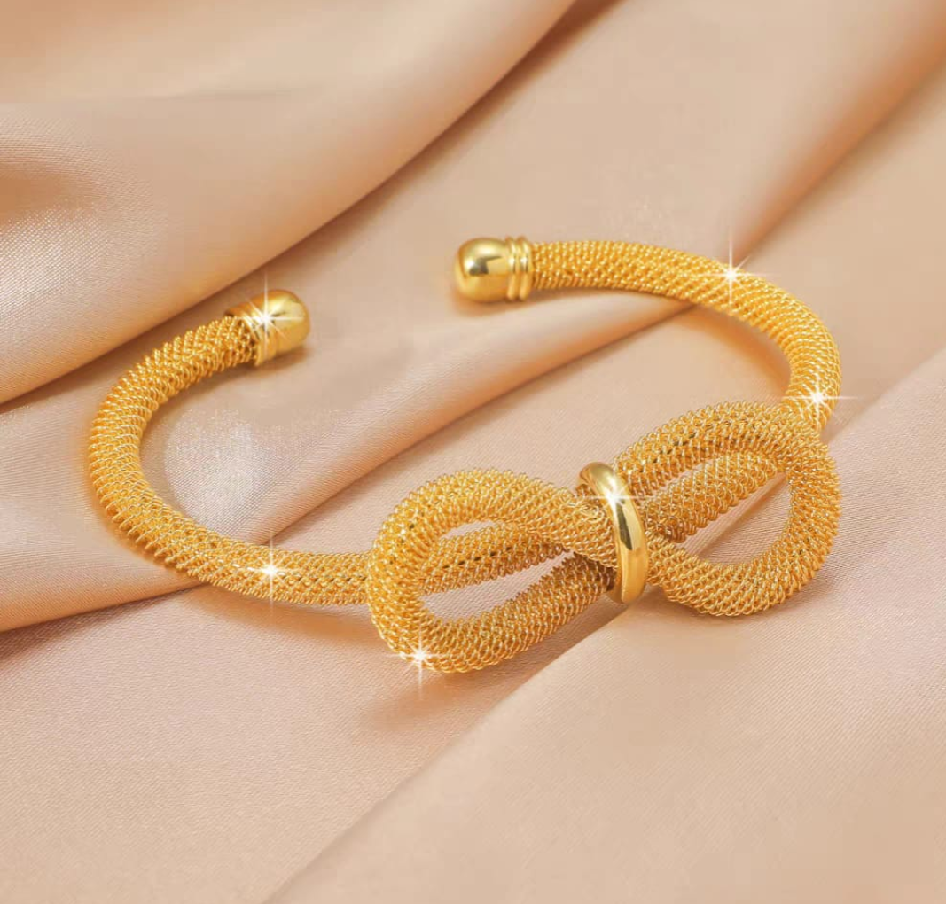 SET OF 2 Golden Knot Mesh Cuff Bracelet