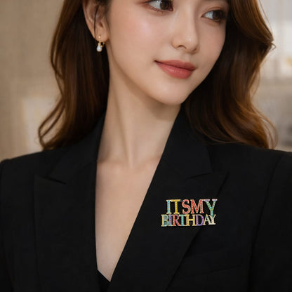 Rainbow Crystal “It’s My Birthday” Brooch