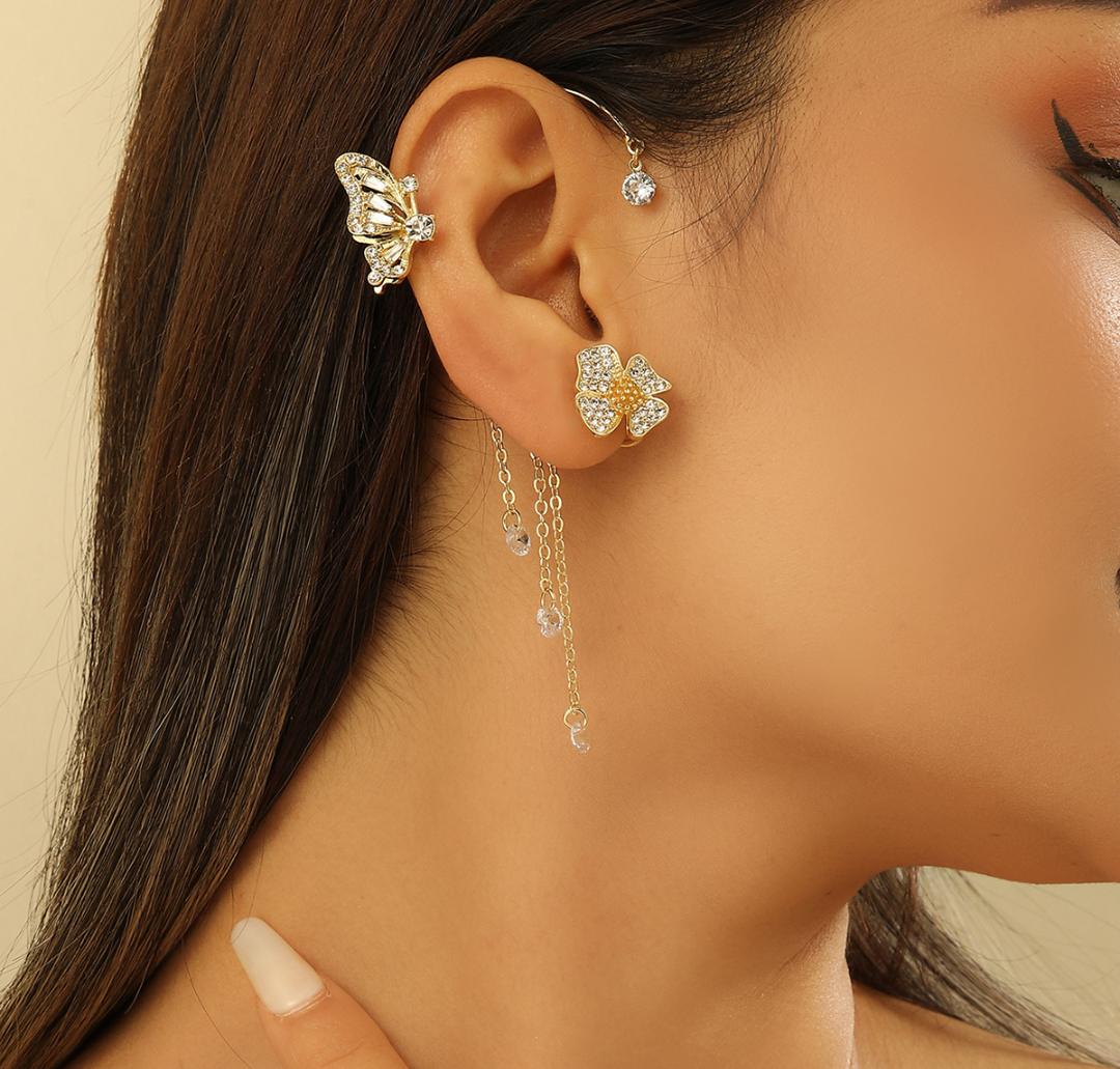 Butterfly Bloom Ear Cuff Earring Set