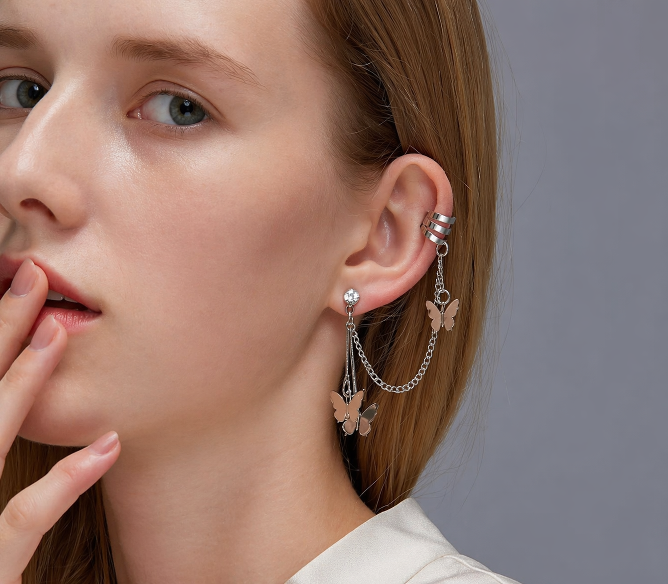 Butterfly Chain Ear Cuff Earrings