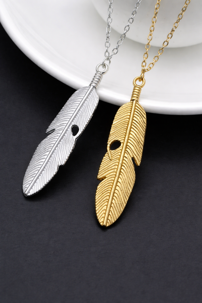 Boho Feather Pendant Necklace