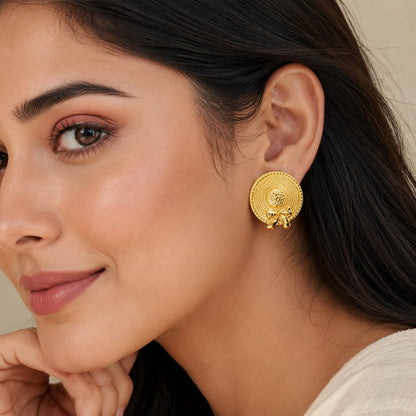Vintage-Inspired Gold Coin Bow Earrings
