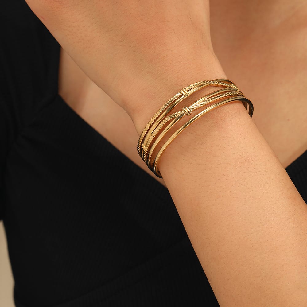 Golden Multi-Layer Cuff Bracelet