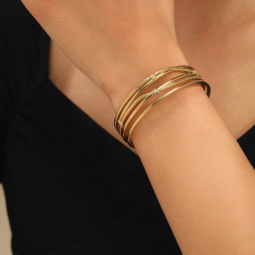 Golden Multi-Layer Cuff Bracelet