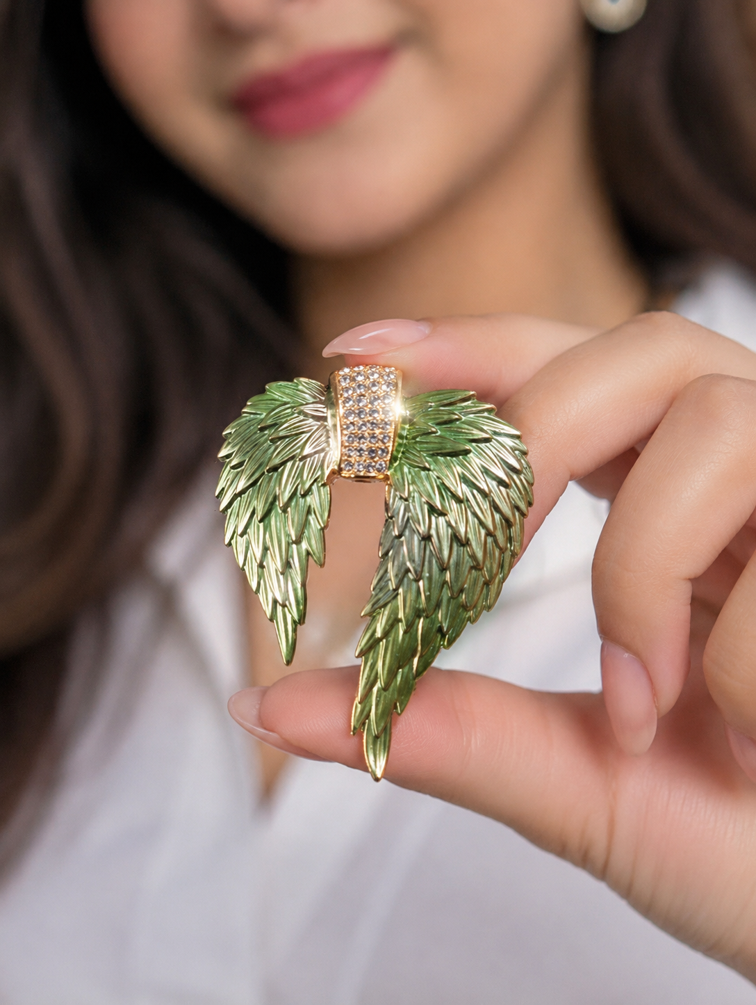 Angel Wings Leaf Brooch – Elegant Korean Style Statement Pin