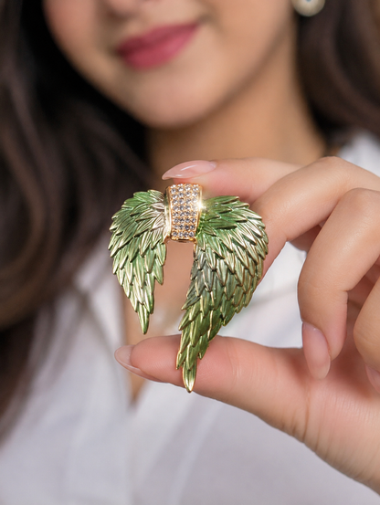 Angel Wings Leaf Brooch – Elegant Korean Style Statement Pin