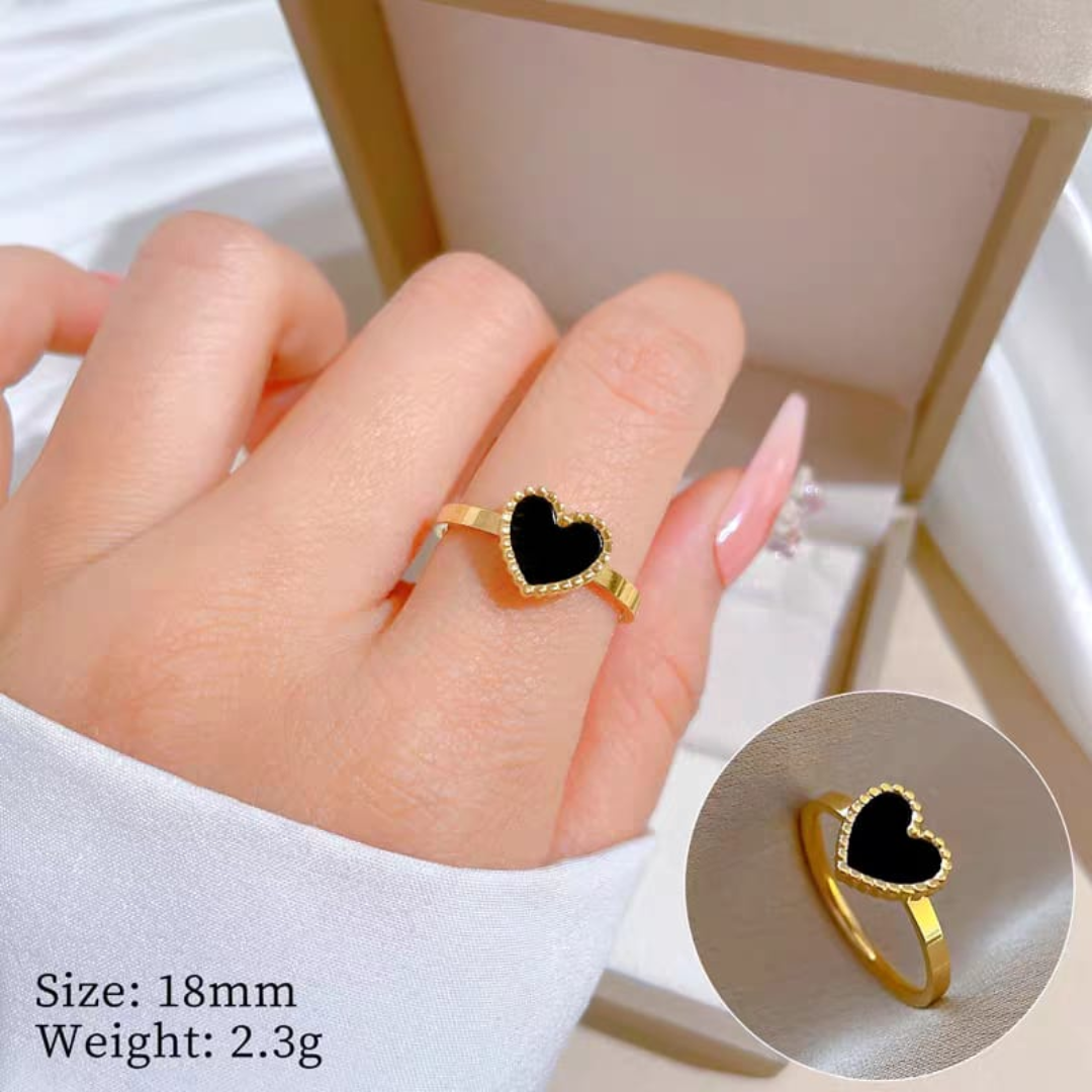 Midnight Heart Minimal Ring