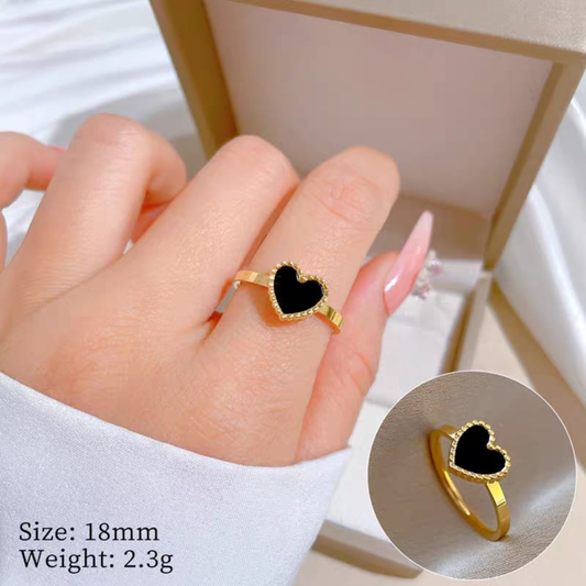 Midnight Heart Minimal Ring