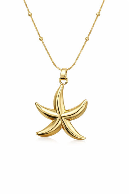 Golden Starfish Pendant Necklace