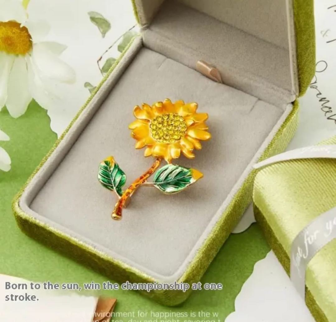 Sunflower Crystal Brooch