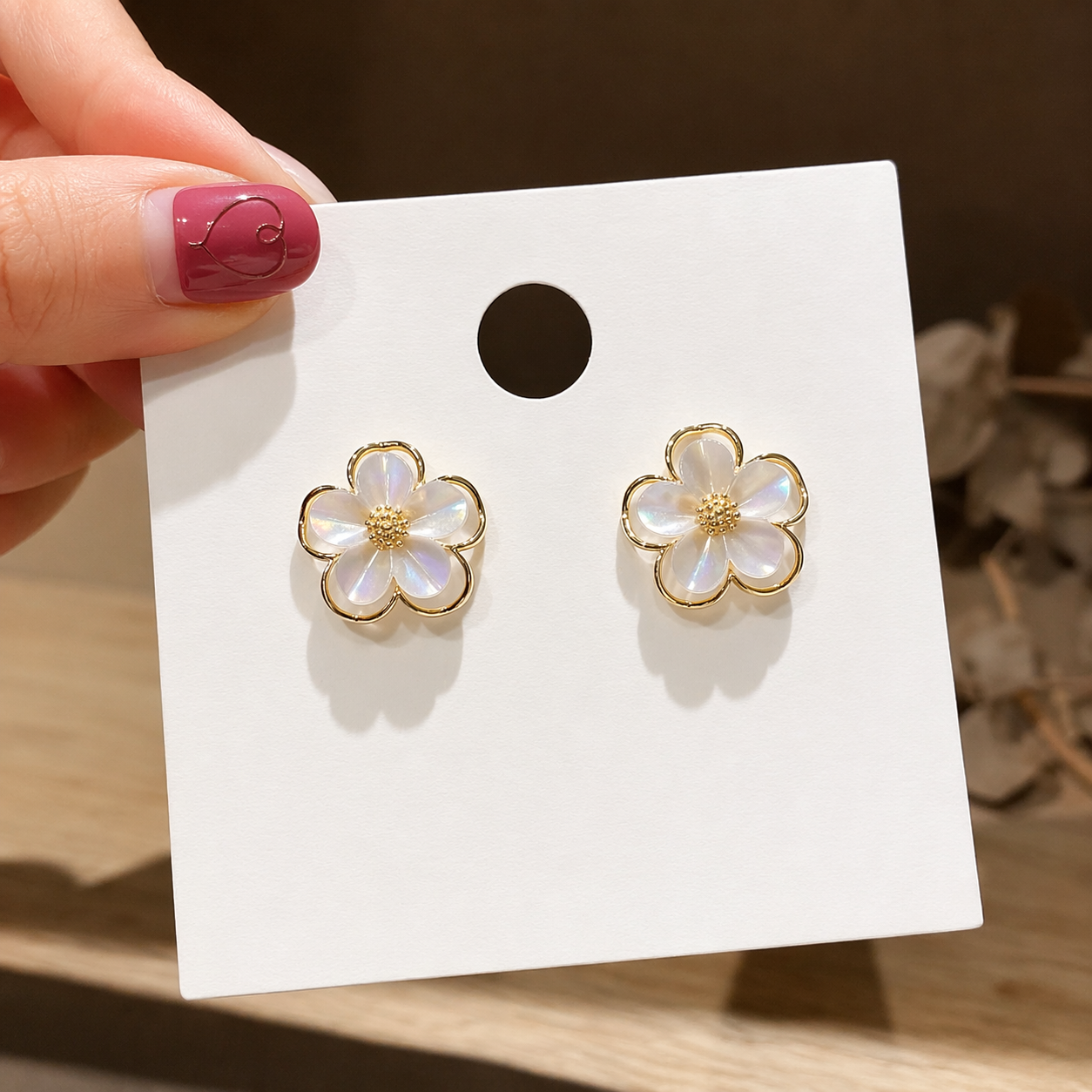 Iridescent Flower Stud Earrings