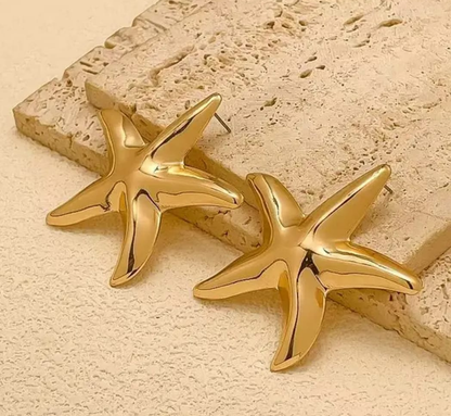 Gold Starfish Statement Earrings