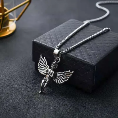 Silver Angel Wing Pendant Necklace