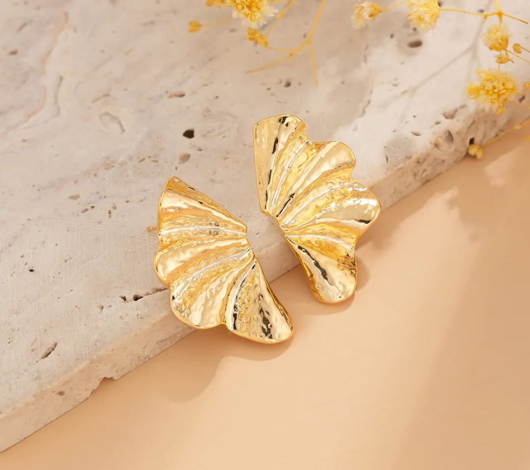 Gold Shell Statement Studd Earrings