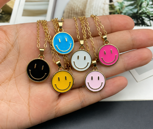 Happy Vibes Smiley Face Pendant Necklace