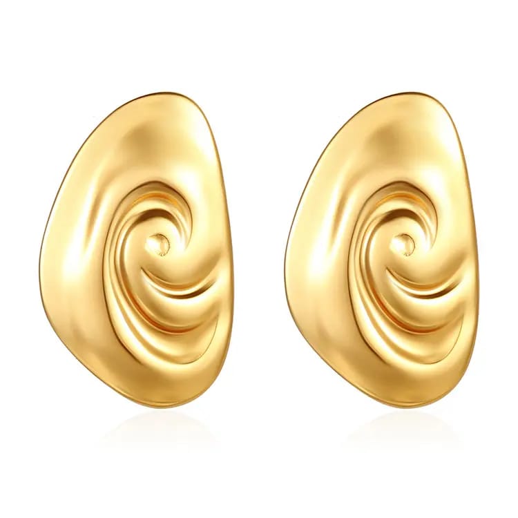 Golden Spiral Statement Earrings