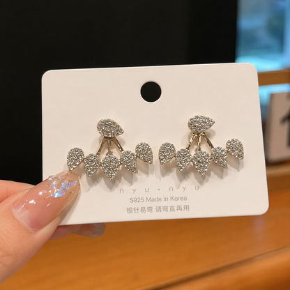 Crystal Leaf Ear Jacket Earrings
